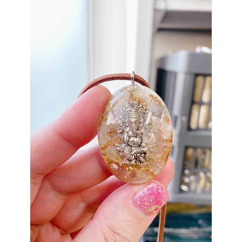 RELIGHT Natural Stone, Orgonite, Necklace, Ganesha, God Pendant, Power Stone,