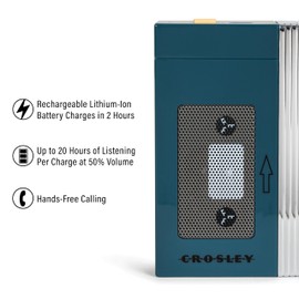 Crosley CR3047A-TL Mini Cassette Player Portable Bluetooth Speaker with Microphone, Teal