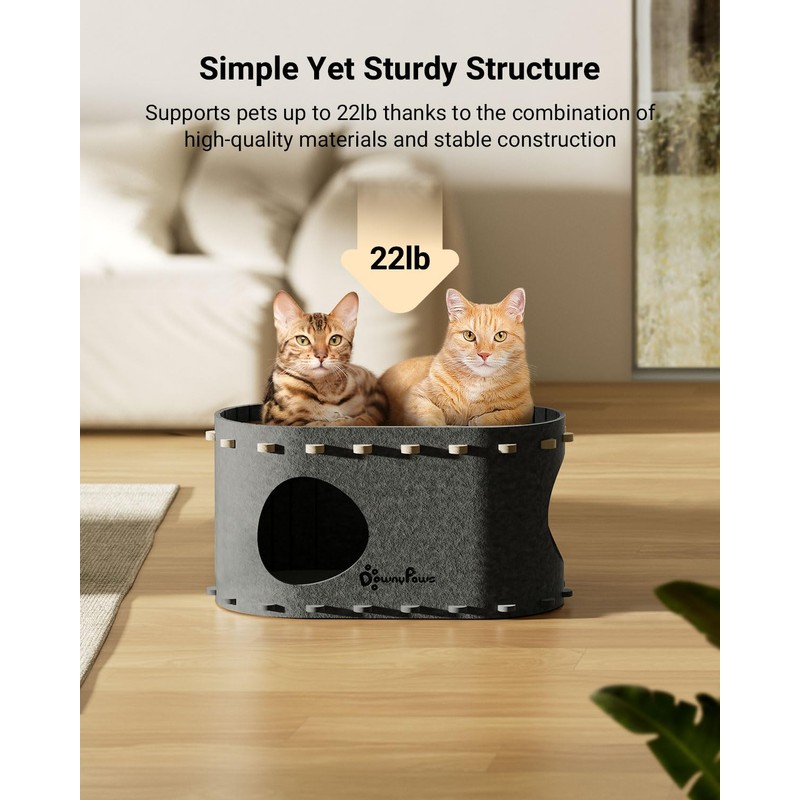 DownyPaws Cat House for Indoor Cats, Cat Bed Cave for