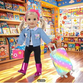 Ebuddy Bundle Set, Dazzle Western Traveler, ~❤️ Suitcase & Accessories, 18" Doll