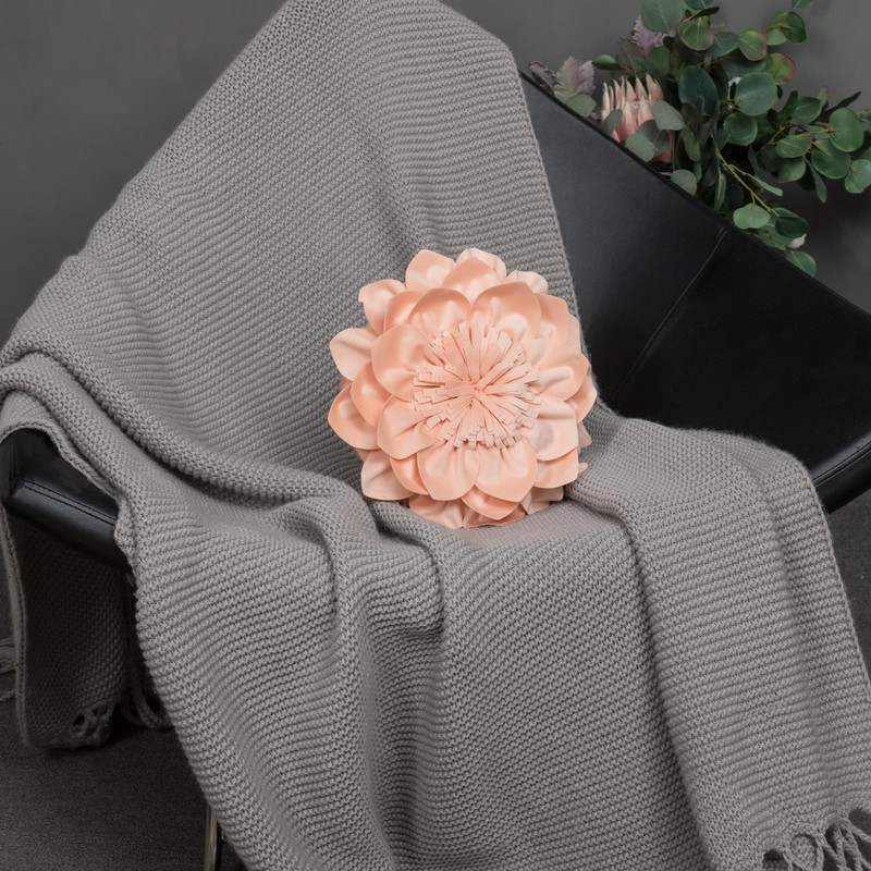 OiseauVoler Decorative Throw Pillow 3D Flower Round Pillow Accent Handmade