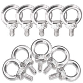 M6 Eye Bolts 10 Pcs, JatilEr M6 Lifting Eye Bolt 304 Stainless, Fish Eye Bolt secure Installation, Ring Bolt, Screw Rings, Thread Eye Bolt for Fastening and Suspension