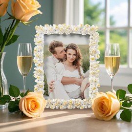 5x7 Rose Gilded Frame - Handmade Resin Photo Frame for Valentine's - Can Be-Oriented Horizontal or Vertical