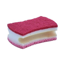 Non-Scratch Scrub Sponge with A Comfortable Grip, Heavy Duty Duel Sided Kitchen Scrubber Sponge Cellulose Scrub Sponge, Scratch Free, with Scouring Pad Set, 1 Sponge,Red/Pink