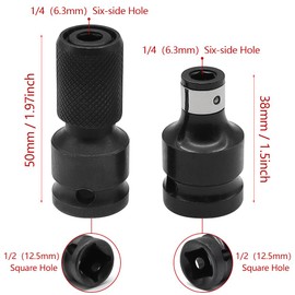 YDHfdc Pack of 2 Impact Wrench Bit Adapter 1/2 to 1/4 Bit Holder Socket Adapter Impact Wrench Adapter for Impact Wrench Screwdriver Bit Holder