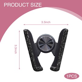 Jewkot 1 PC Bling Car Mobile Phone Holder, Rhinestones-Encrusted Dashboard Air Vent Snap-on V-Shaped Support Bracket, 360°Adjustable Navigation Stand Mount Accessory, for Most Car Models (Black)