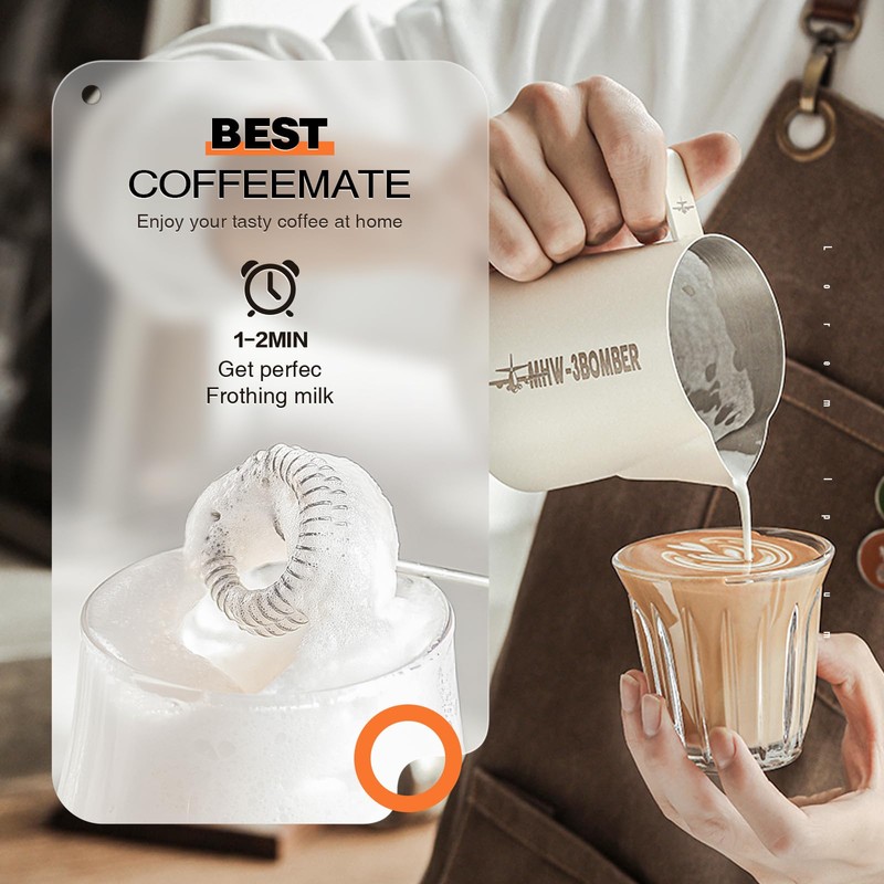 Milk Frother Rechargeable Handheld Electric Whisk Coffee Frother Mixer with
