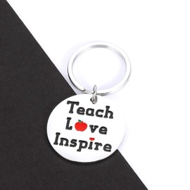 Back to School Gifts for Teacher Appreciation Keychain Gifts for Women Men Thank You Gift Bulk for Teachers from Student Kids Teen on Teacher’s Day Christmas Thanksgiving Birthday Graduation Gifts, Silver, 1.2inch*1.2inch