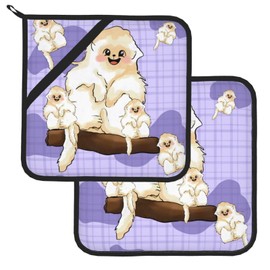 YYHWHJDE Square Insulated Pot Set of Two Holder Heat Resistant Kitchen Mats Ideal for Kitchen Pot lid and Outdoor BBQ Cute Golden Monkey Printing