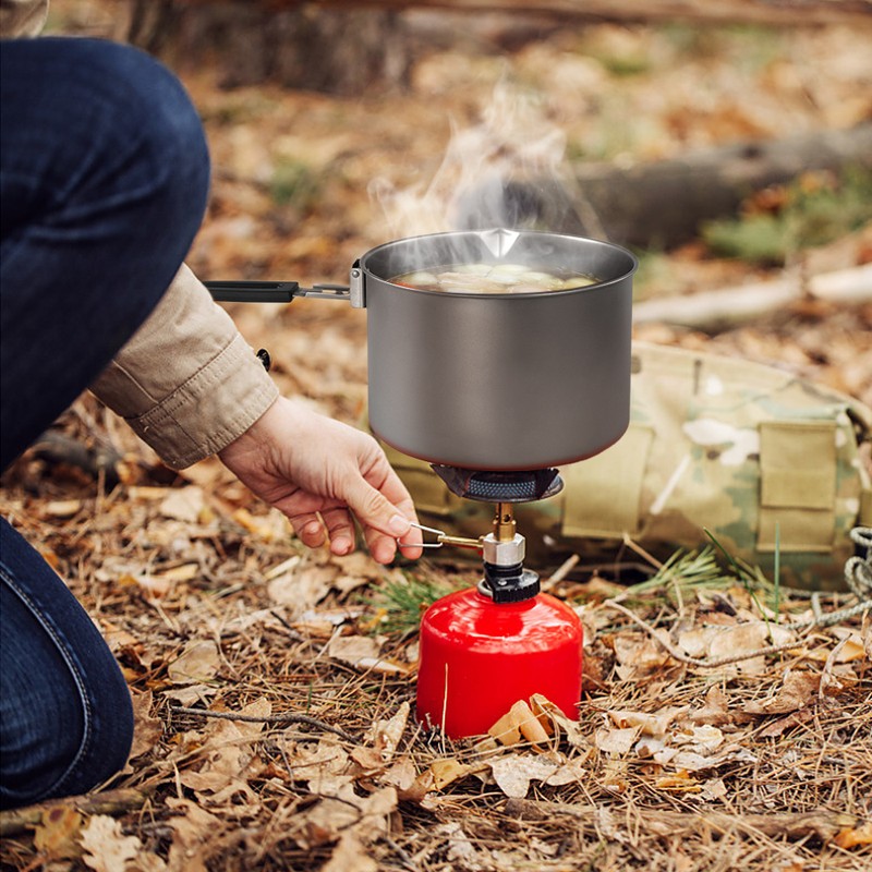 [通拓商品]2000ml / 2800ml Camping Titanium Pot with Foldable Handle Outdoor