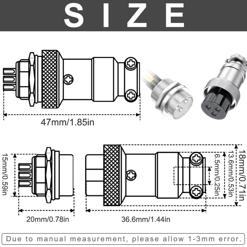 DAOKAI GX16 Aviation Connector 3Pins Plug and Socket Wire Cable