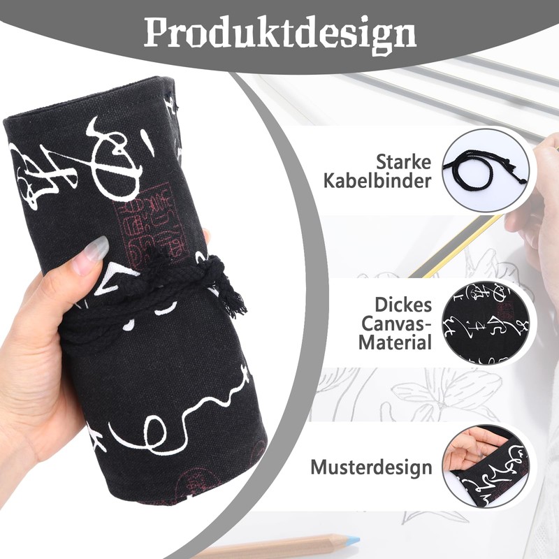 Watercolour Brush Canvas Pen Roll Bag Roll Pencil Case Pen