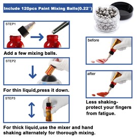 ONiLAB Mini Vortex Mixer with Touch Function, Lab Mixing, Nail Polish, Eyelash Adhesives and Acrylic Paints Mixing, Lab Vortexer with Sturdy Aluminum Cast Base，120pcs 7/32in Mixing Balls,Blue