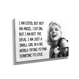Marilyn Monroe 'I am good, but not an angel' Quote Canvas Art Wall Art Home Decor (24in x 18in Gallery Wrapped)