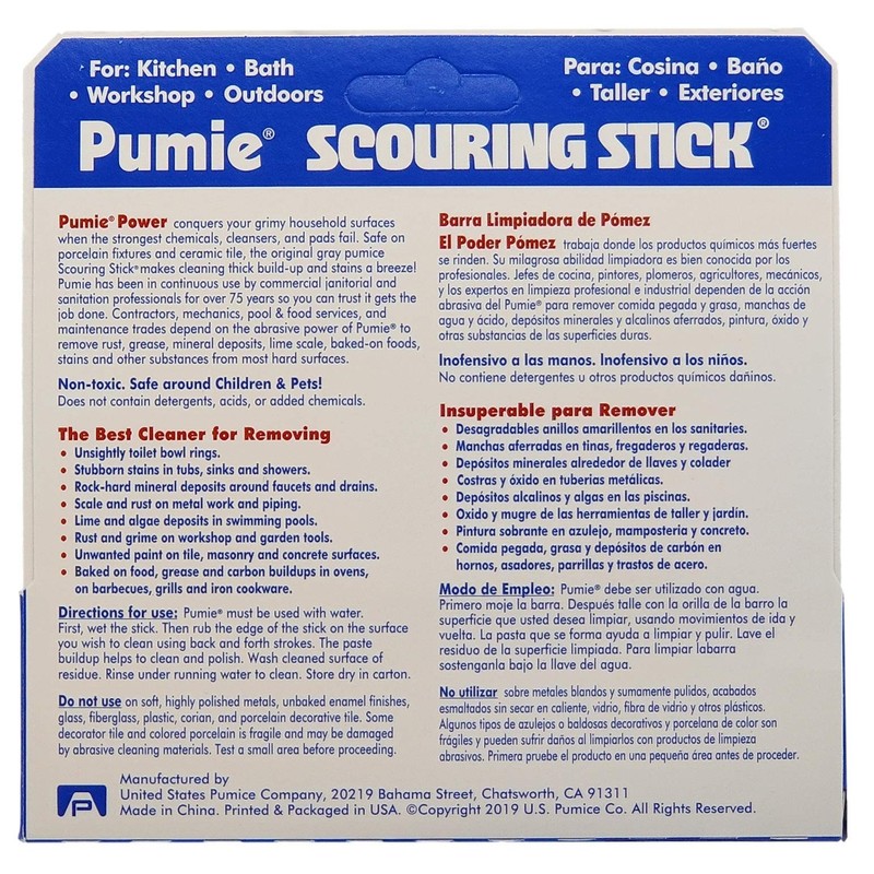 4-Pack PUMIE Heavy Duty Pumice Scouring Stick, Pumice Scouring Cleaning