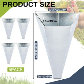 Mumufy 4 Pcs Medium Chicken Cone, Galvanized Steel Poultry Restraining Cones, up to 10 Pounds, Flat Back Funnel Cone Chicken Killing Cones for Butchering Birds Turkeys, Easy to Clean (Sliver)