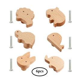 Vasemele Pack of 6 Animal Wooden Drawer Handle Knob for Cupboard for Dresser Decoration for Cabinet Knobs Furniture Knobs Wooden Cabinet Knobs Wooden Handles for Cabinets Furniture Knob for Drawers