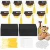 JarThenaAMCS 120 Sheets Mini Graduation Cap Black Hats with Gold
