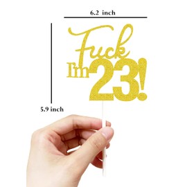 Decoraciones de cumpleaños doradas para mujer, 23 decoraciones para tartas, decoraciones de 23 cumpleaños, decoración para tartas de 23 cumpleaños, 23 decoraciones para pasteles, 23 decoraciones de cumpleaños doradas, veintitrés