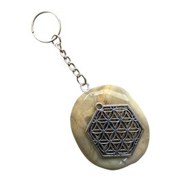 Krio® Crazy Lace Agate Crazy Lace Agate/Keyring/Accessory – with the Flower of Life Design