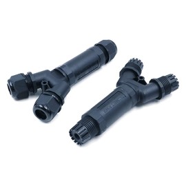 ZONADAH 2 Pack Y-Type 3-Way IP68 Waterproof Electric Cable Wire Connector M25 450V 32A 3 Pin 10-14mm 4M Deep Outdoor Garden Lighting Wiring