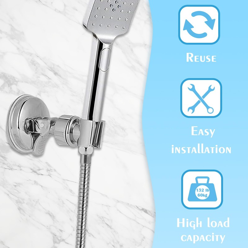 3PCS Adjustable Shower Head Holder Wall Mount, UOIXPUHUO No Drill