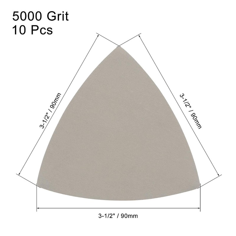 TA-VIGOR 10Pcs 5000 Grit Triangular Sandpaper, 90mm Hook and Loop