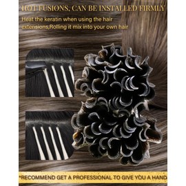 Hetto Real Hair Bonding Extensions, Brown Bonding Extensions, Balayage, Dark Brown to Dark Blonde, Keratin, U-Tip, Straight, Invisible Remy Hair Extensions, 1 g/strand, 50 g, 35 cm, #4/18/4