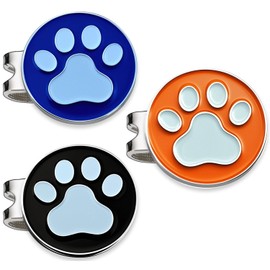 Adhere Golf Marker Golf Cap Clip Magnetic Logo Ball Mark Cute Cat Dog Paw Design Magnetic Pedestal Pack of 3 (3 Colors Paw )