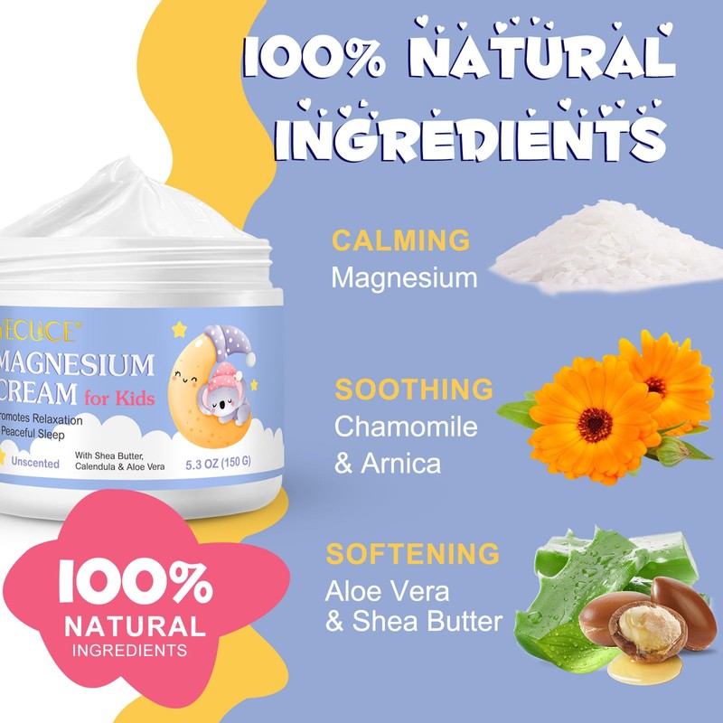 Magnesium Cream for Kids - Topical Magnesium for Sleep &