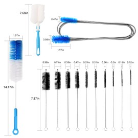 13PCS Tube Cleaning Brush Bottle Cleaning Brush Tube Pipe Cleaners Brush Kit 61 inch Flexible Double-Ended Hose Brush Different Diameters Brush Long Handle Brush for Fish Tank Kitchen Glass