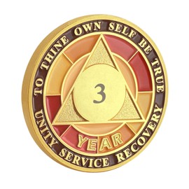 Sobriety AA Chip Sobriety Coin Year Sober Anniversary, Triplate Recovery Medallion Chip Recovery Token NA OA Great Sobriety Gifts for Men Women Alcoholics Anonymous (Triangle-3 Years)