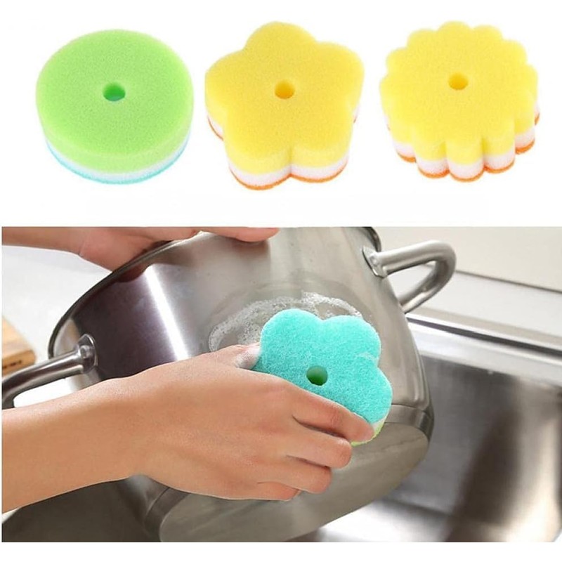5pcs Flower Shape Sponge Brush Super Absorbent Sponges Scouring Pads