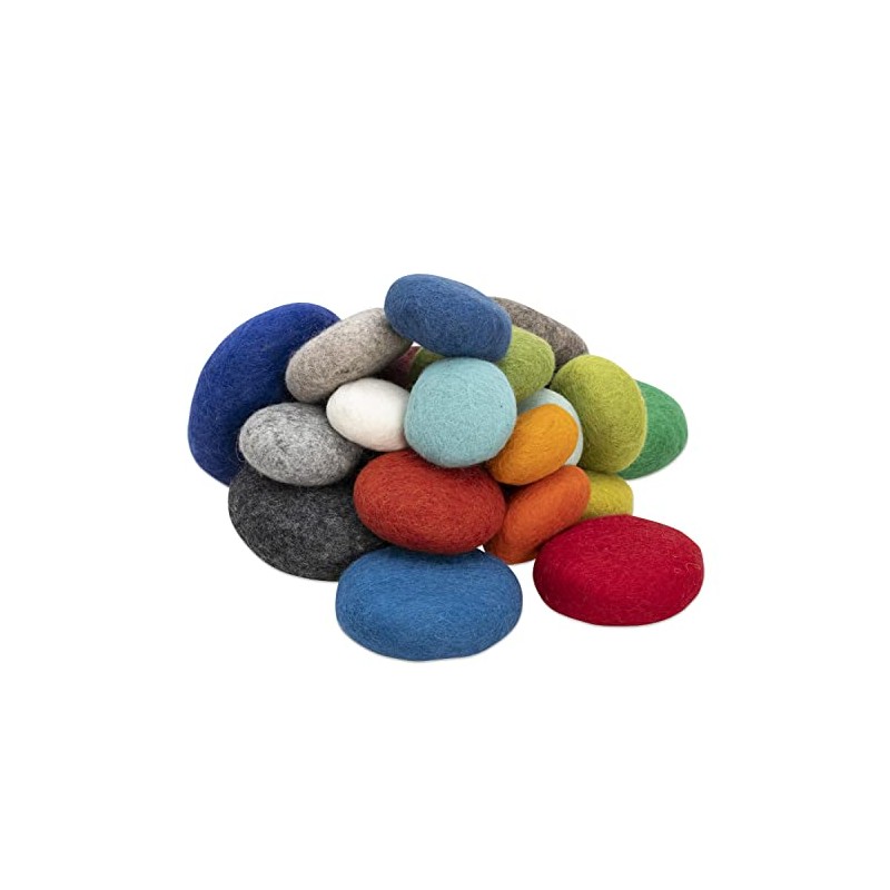 Betzold - Rainbow Felt Pebbles 20-Piece Colourful for Laying and