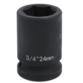 szkoo 3/4" Drive 24mm Impact Socket，6-Point Standard Impact Sockets Made with Chrome Molybdenum Alloy Steel, Metric