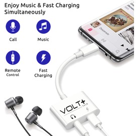 VOLT PLUS TECH USB-C to 3.5mm Headphone Jack Audio Aux & C-Type Fast Charging Adapter Compatible with BlackBerry KeyOne and Many More Devices with C-Port