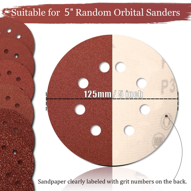 Szarint 100 PCS 320 Grit 5 Inch Sanding Discs, Hook