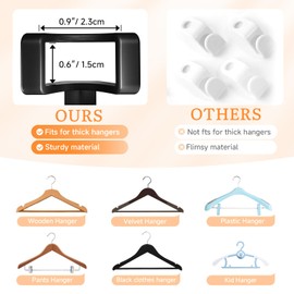 LIZMSIE 70 Pack Space Saving Hangers for Clothes, Heavy Duty Hanger Hooks Space Saver, Black Clothes Hanger Connector Hooks, Premium College Dorm Room Essentials, Closet Organizers and Storage