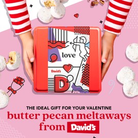 David’s Cookies Butter Pecan Meltaways Flavored Cookies With Crunchy Pecans In A Beautiful Love Tin Gift Box 2Lbs - Deliciously Soft & Melt In Your Mouth Cookies - Gourmet Cookies Gift for Valentine's