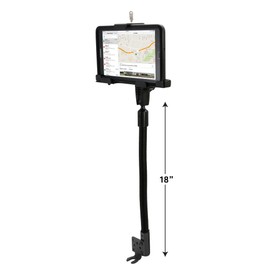 ARKON Mounts - LockVise Metal Locking Seat Rail Tablet Mount with 18" Aluminum Gooseneck and 3.75" Shaft | TAB4RM8825AL