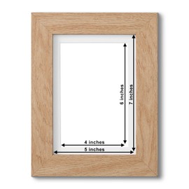 Fabian Clarke London® 7x5 Modern Oak Wooden Picture Photo Frame with White 6x4 Mount to Hang Portrait or Landscape