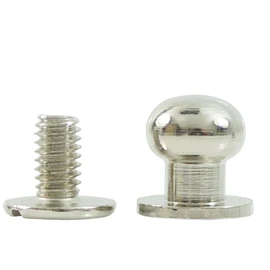 Bluemoona 50 Sets - Head Button 8mm 5/16" Brass Stud Screwback Screw Back Spots for Leather Rivet (Nickel)