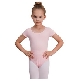 WEGETIT Leotards for Girls Gymnastics Toddler Ballet Leotard Girls Dance Shirts (Pink,6-8Years)