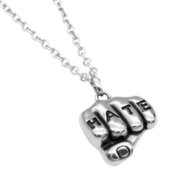 Controse hand tattoo love hate message stainless steel pendant necklace by controse