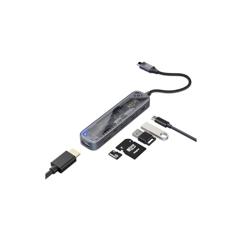 MicroPack Estación de acoplamiento USB C 6 en 1, 4K60Hz