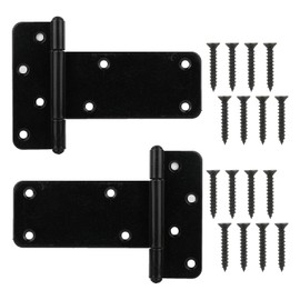 Wmebee 5 Inch T-Strap Shed Door Hinges, 2 Pack Heavy Duty Tee Hinge, T-Gate Hinges, Gate Strap Hinges, Black Wrought Hardware for Wooden Fences, Barn Door, Shed Doors(5 Inch-2pcs)