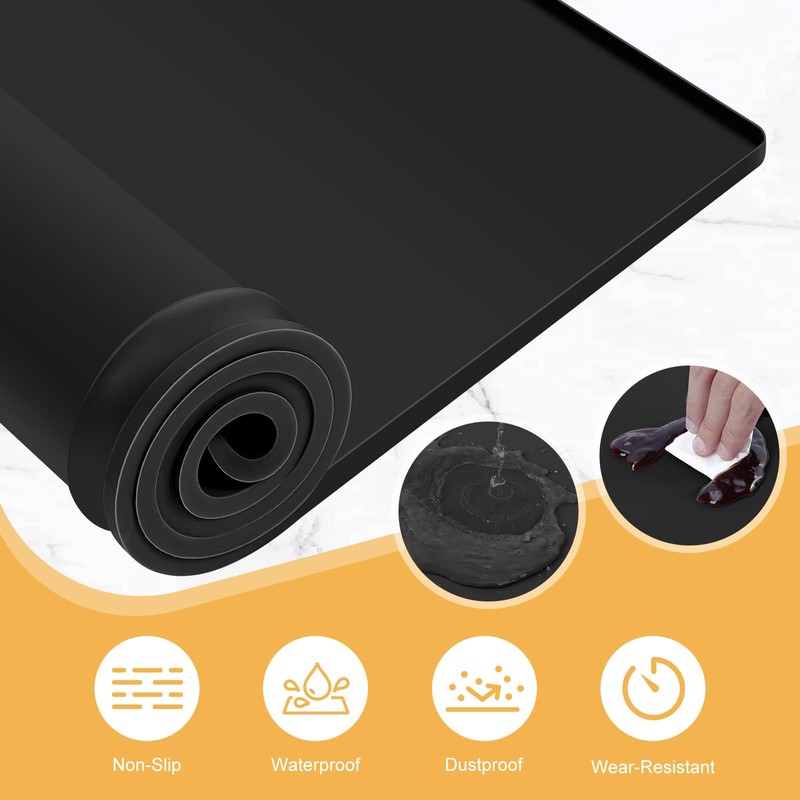 Coffee Mat, 2-in-1 Silicone Bar Mat with Detachable Dish Drying