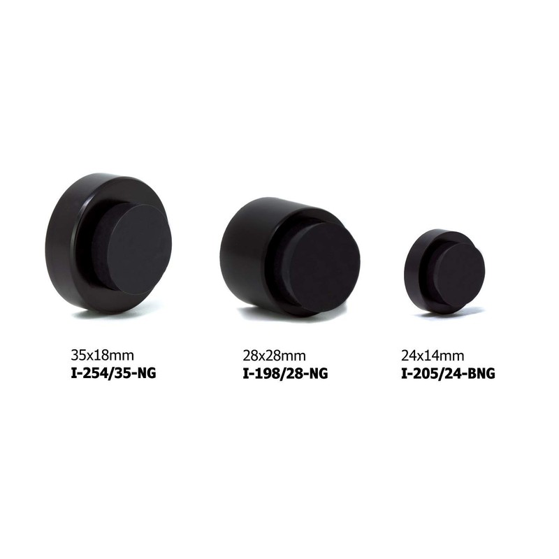 Door Stop Wall-Handle, Self-Adhesive, Stainless Steel, Lacquered, Black Rubber. EVI