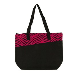 Colors Zebra Stripes Tote Bag/Reusable Grocery Tote Bag/Colorful Tote Bag (Hot Pink)