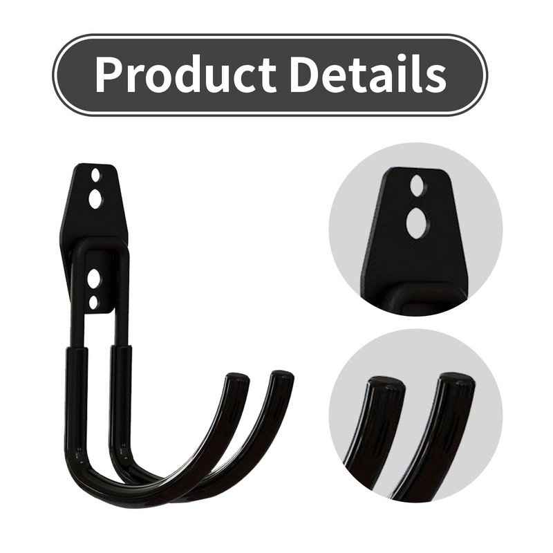 2 Pcs Garage Storage Hooks，Ev Charger Holder Wall Mount，Heavy-Duty J-Hook